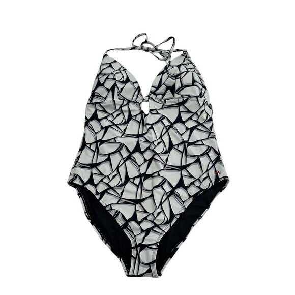 NWT $178 ROBERT GRAHAM Black & White SWIMSUIT ONE PEICE US 16 XL FLATTERING - Picture 2 of 6